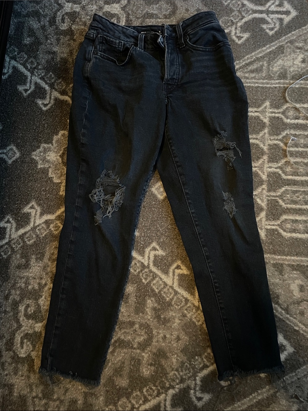 Dark wash distressed jeans - 0 petite